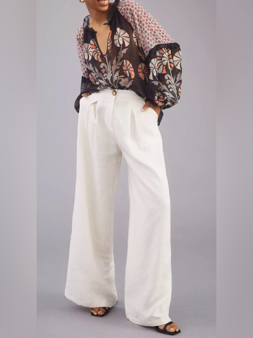 Forever That Girl by Anthropologie Printed Sheer Blouse - Size 2X
